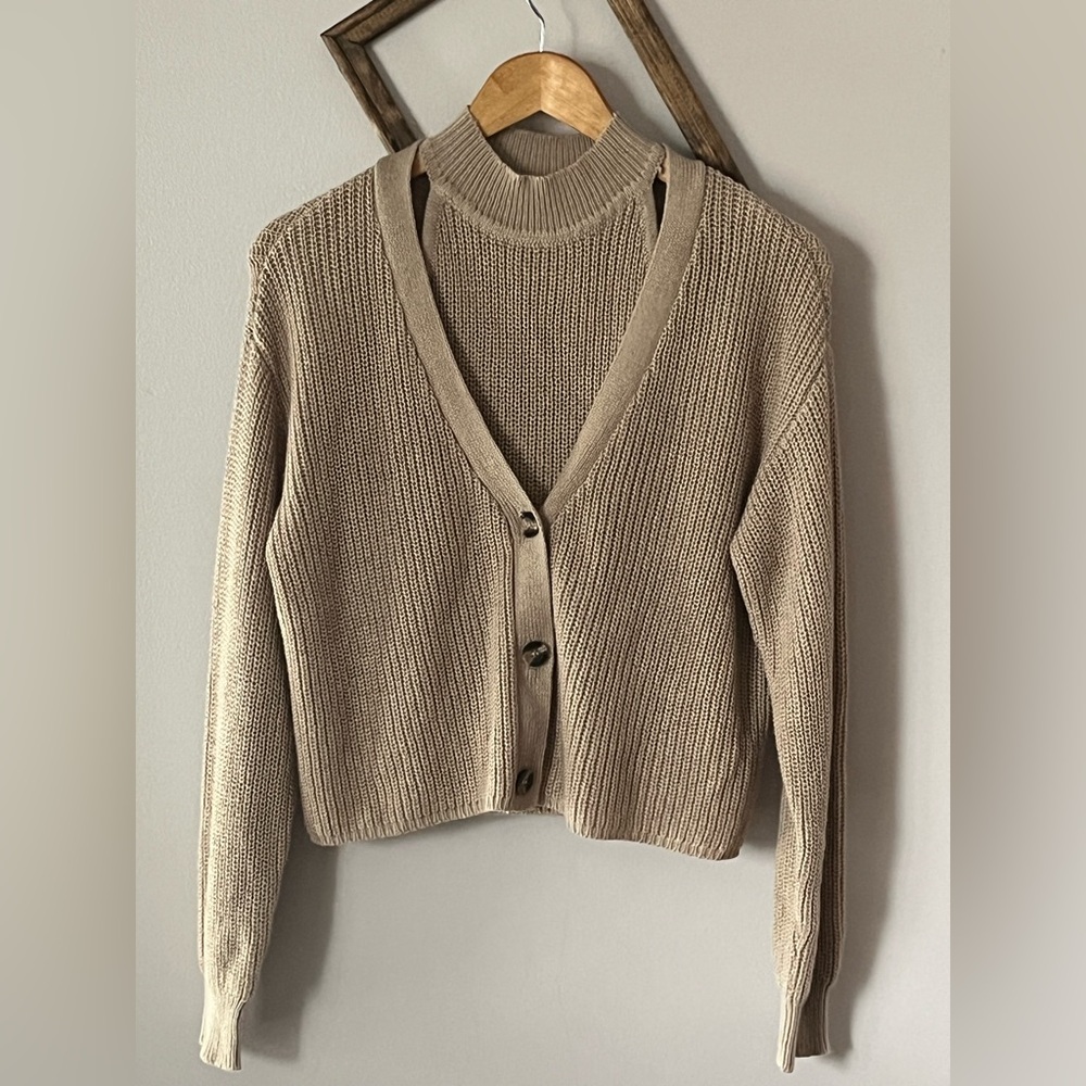 Women’s ECO BY DESIGN Set Of Halter Top & Button-Front Knit Cardigan